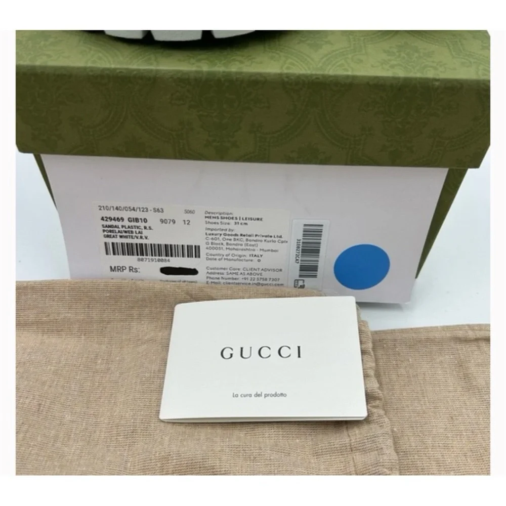 Gucci web slide sandals size 12 made in Italy - Picture 6 of 8